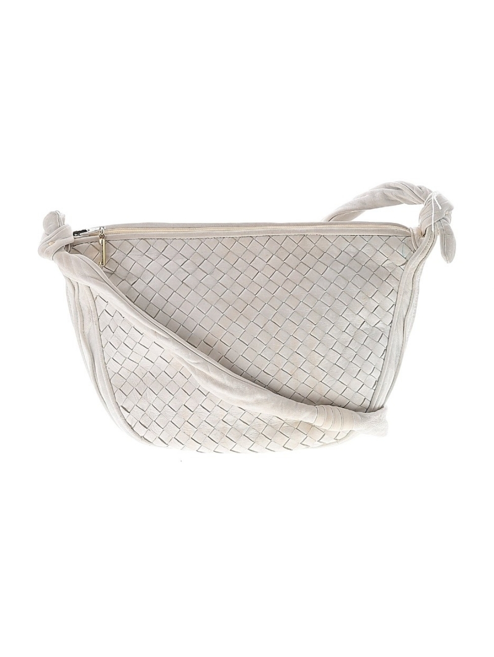 Meyers Woven Leather Shoulder Bag in Light Cream